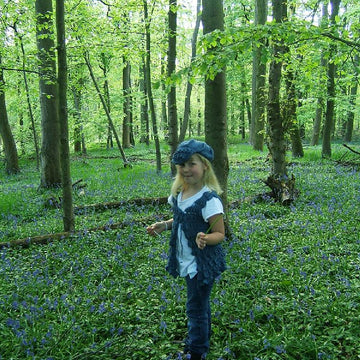 "Bluebell" Waistcoat with Baker Boy Cap and Posy Bag