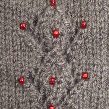 Seamless Hat with Lacy Diamonds and Red Beads in size Adult