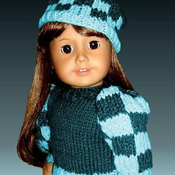 Fits American Girl Doll, 18 inch doll, Chechered Puffed Sleeves with Hat.