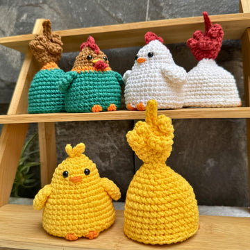 Flip the Bird Crochet Pattern Bundle 3 in 1: Chicken Family Funny Amigurumi PDF