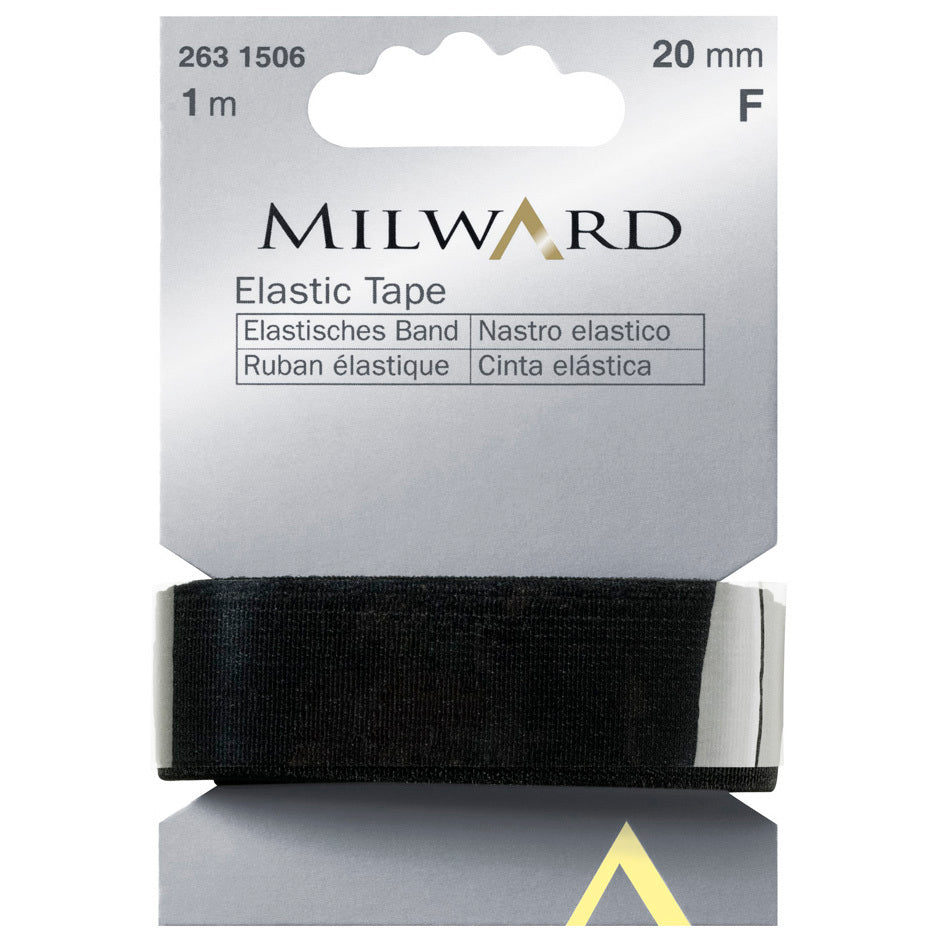 Milward Elastic Tape: 1m x 20mm: Black