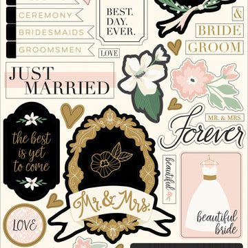 Echo Park Paper Wedding Day Chipboard 6"X13" - Phrases