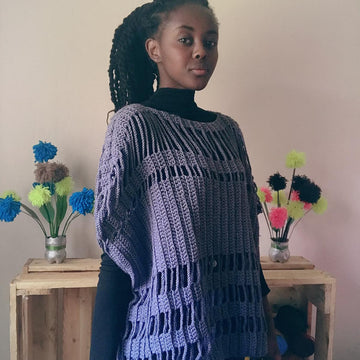 Distressed poncho sweater pattern