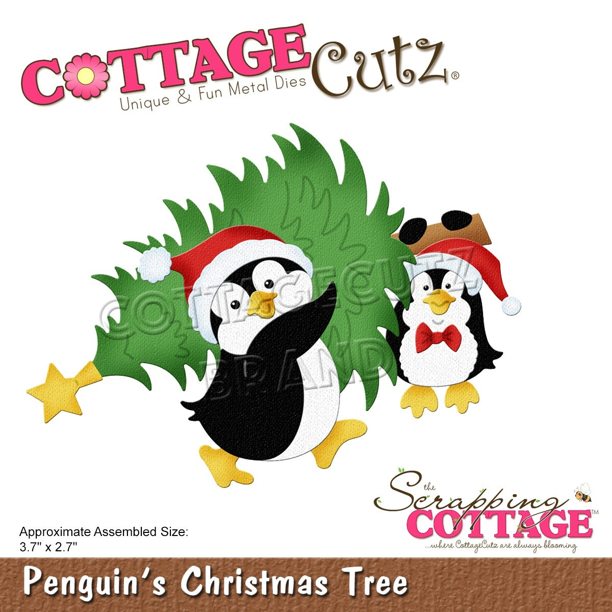 CottageCutz Dies - Penguins Christmas Tree, 3.7"X2.7"