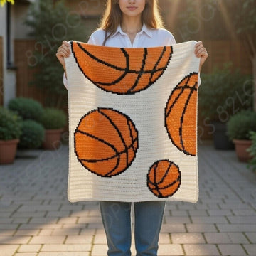 Basketball Blanket SINGLE CROCHET Pattern | Orange Balls Throw