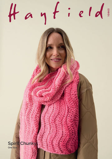 Wavy Crochet Scarf in Hayfield Spirit Chunky - 10863 - Downloadable PDF