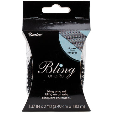 Darice Bling On A Roll 1.37"X2yd - 8 Rows, Black & Silver