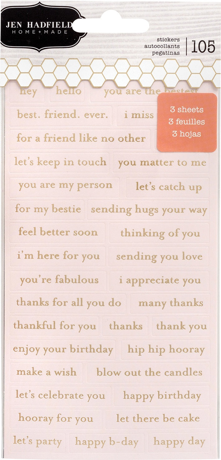 American Crafts Jen Hadfield Hey, Hello Repeat Label Stickers 105/Pkg - 620779