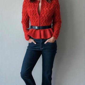 Cable Knit Peplum Cardigan – Elegant Women's Sweater