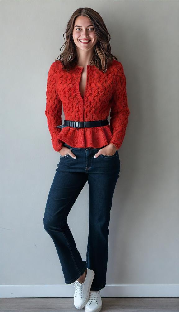 Cable Knit Peplum Cardigan – Elegant Women's Sweater