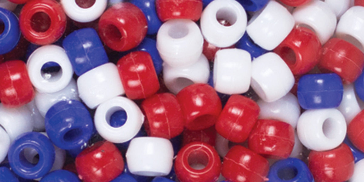 Cousin Fun Pack Acrylic Pony Beads 700/Pkg - Red, White & Blue