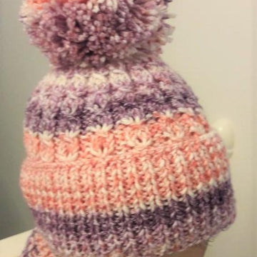 Ladies Hat & Cowl Mock Cable Aran Yarn
