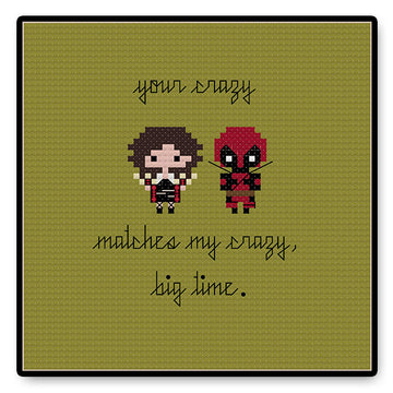 Deadpool and Vanessa In Love Bite Size - PDF Cross Stitch Pattern