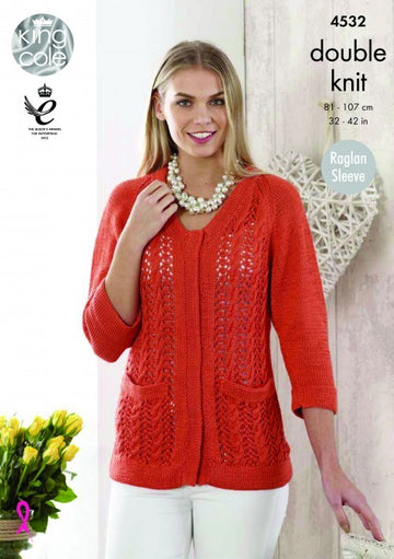 Sweater and Cardigan in King Cole Giza Cotton DK - 4532 - Leaflet