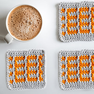 Mosaic Crochet Coasters and Pillow