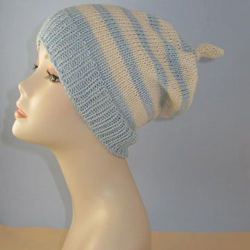 Simple Stripe Topknot Slouch hat
