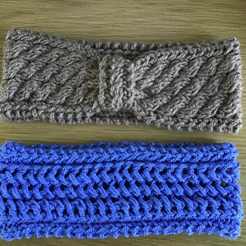 Cabled and Lacy headbands