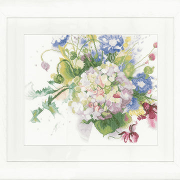 Lanarte Hortensia Counted Cross Stitch Kit (Linen) - 40 x 33 cm