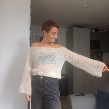 Off the shoulder mohair sweater