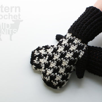 Crochet Houndstooth Mittens (2016007)