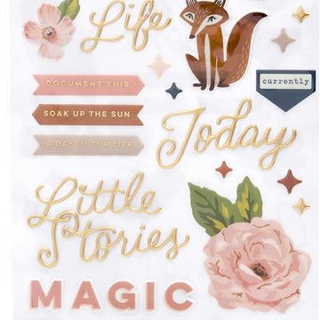 American Crafts Again & Again Thickers Stickers 5.5"X11" 108/Pkg - Phrase & Icons/Puffy