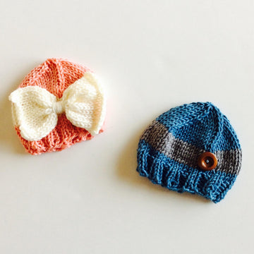 Big Bow and Color Block Knit Hats