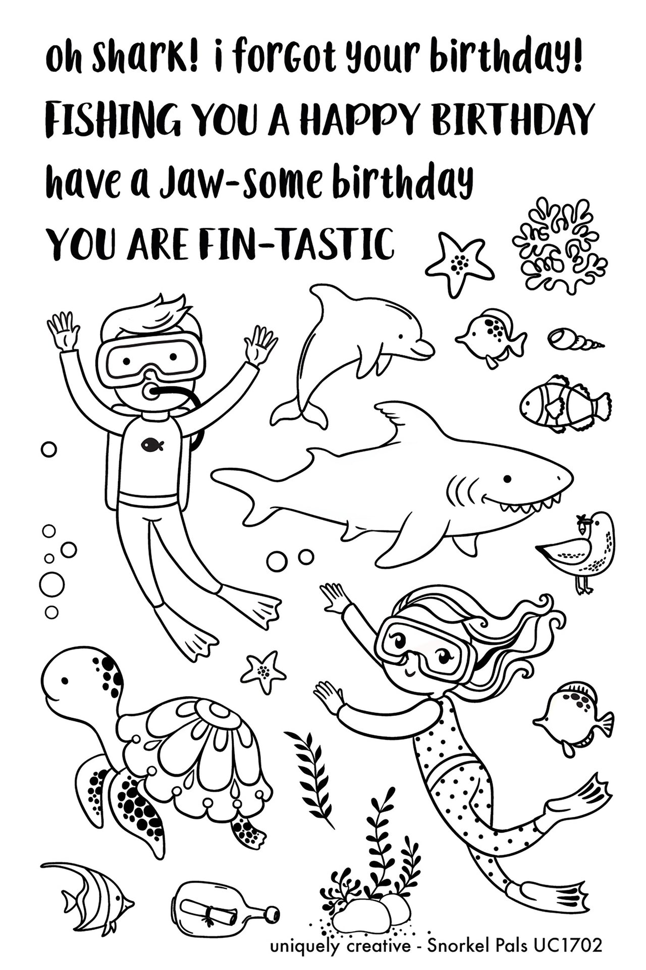 Uniquely Creative 4"X6" Clear Stamps 23/Pkg - Snorkel Pals
