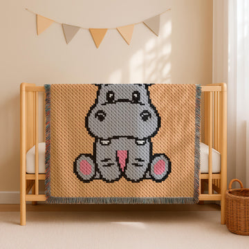 C2C Baby Hippo Blanket Cute Newborn Throw Graphgan Crochet PATTERN