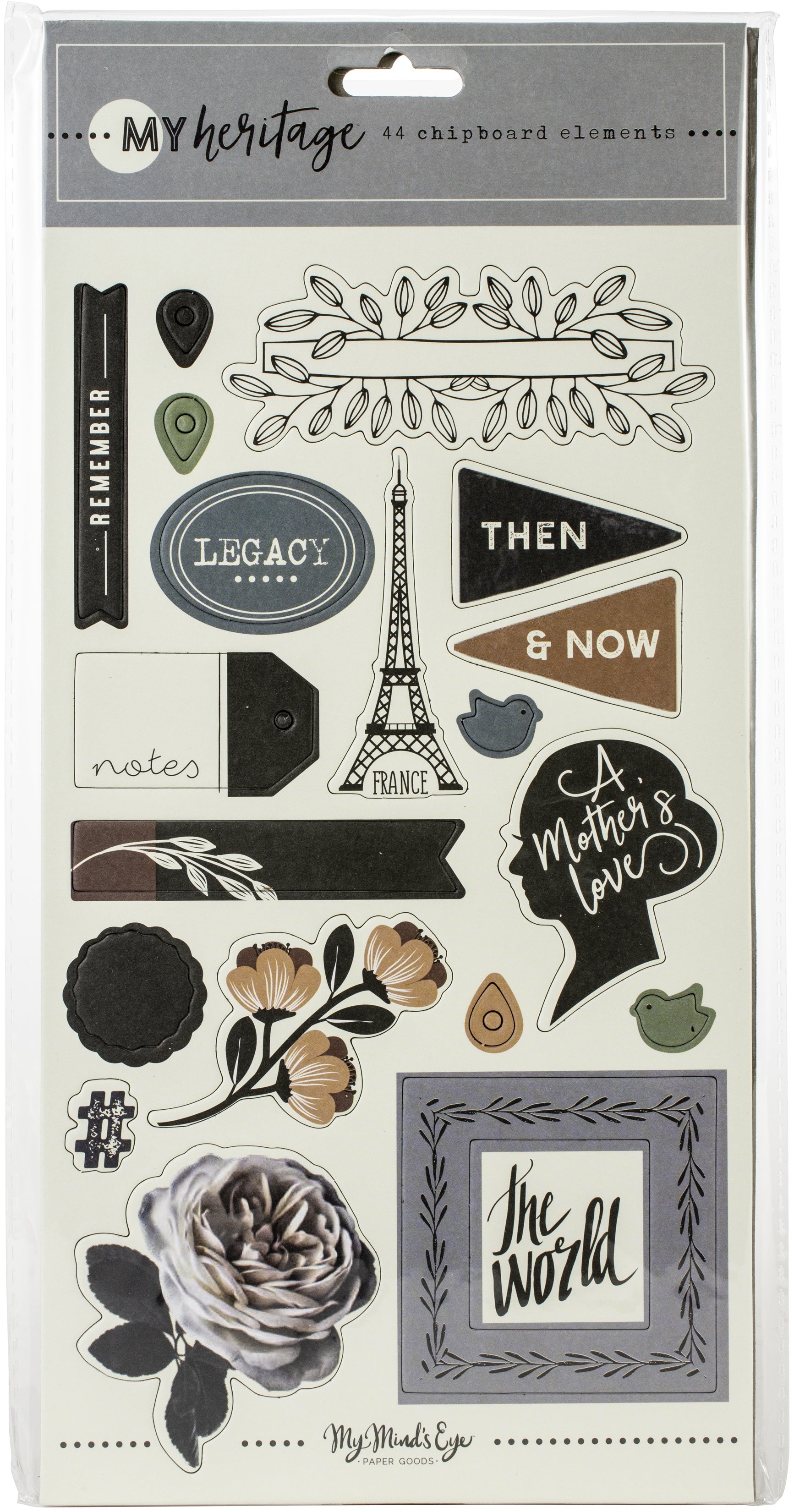 My Minds Eye My Heritage Chipboard Elements 6"X12" 2/Pkg - 604292