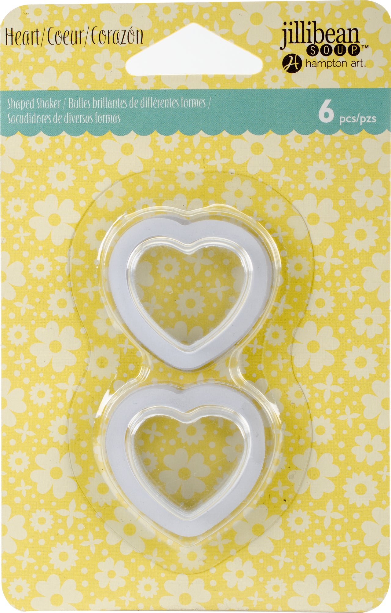 Hampton Art Jillibean Soup PVC Card Shakers 6/Pkg - Small Heart, 6/Pkg