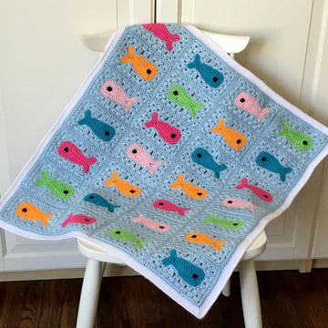 Crochet Baby Blanket Pattern With Fish: Fishy Little Baby Blanket