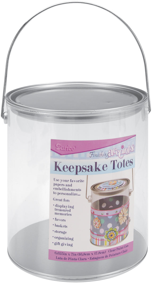 Darice Keepsake Totes Clear Paint Can 6.625"X7" - 408006