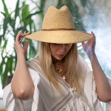 Wide brim raffia hat Safari