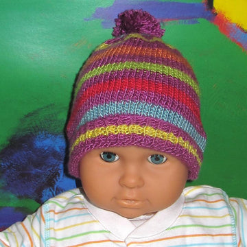 Baby  Stripe Bobble Beanie