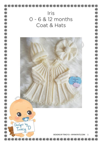 Iris Swing coat knitting pattern  0-6mths & 12mths