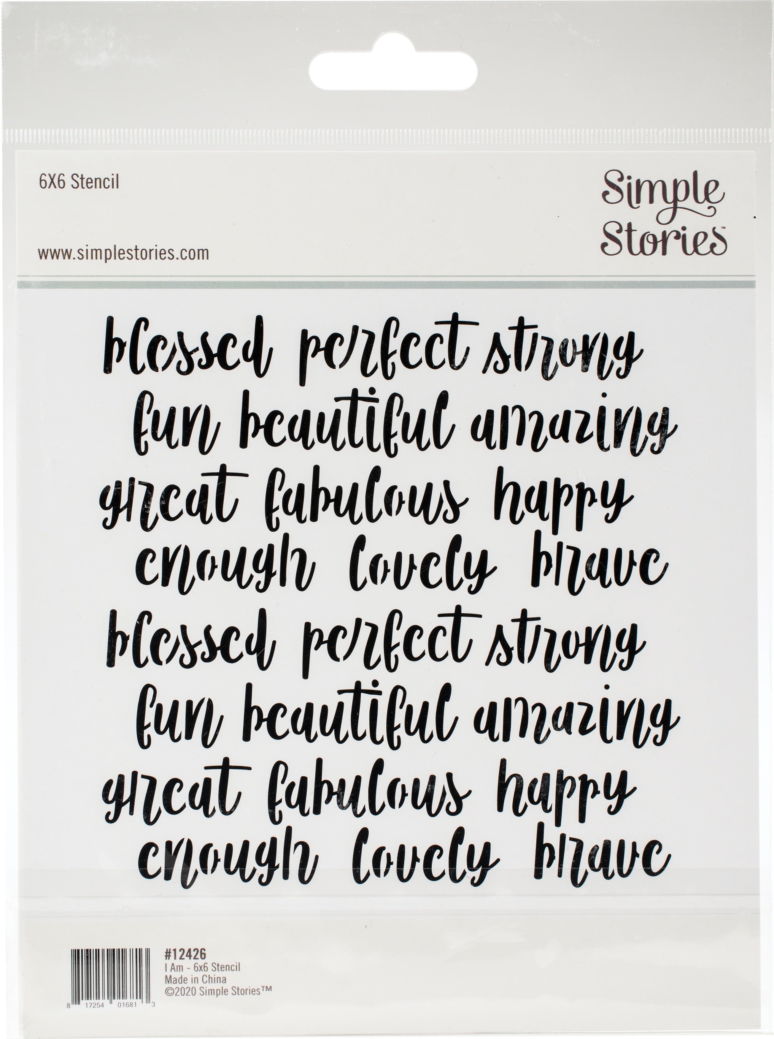Simple Stories I Am Stencil 6"X6" - Affirmations