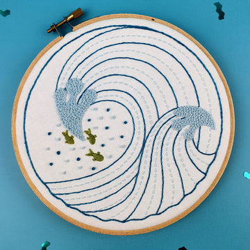 Oh Sew Bootiful Ocean Waves Printed Embroidery Kit