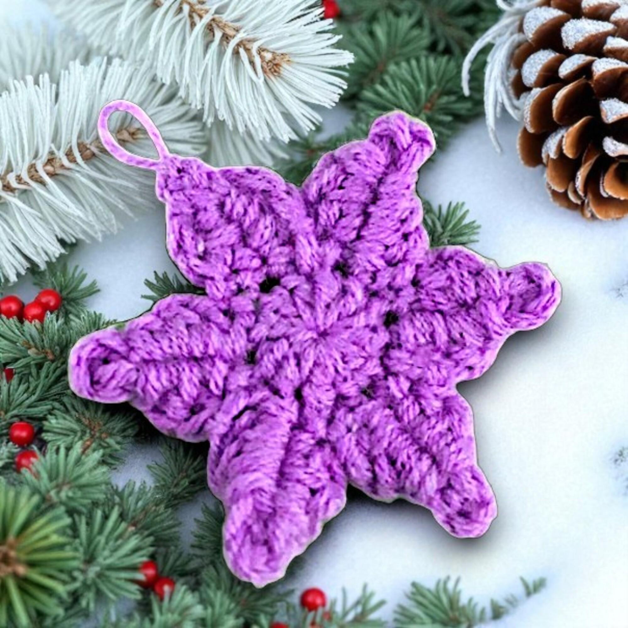 Christmas Crochet Snowflake Pattern, Farmhouse Decor Yule Ornament tree