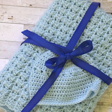 Textured Baby Blanket and Hat