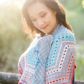 Rivan Rectangular Shawl in SweetGeorgia Tough Love Sock & Party of Five Gradient Mini-Skein Sets - VOL6.4 - Downloadable PDF
