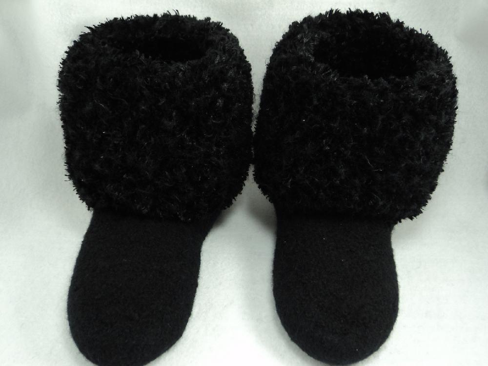 Boot Style Slippers Felted Knit for Women