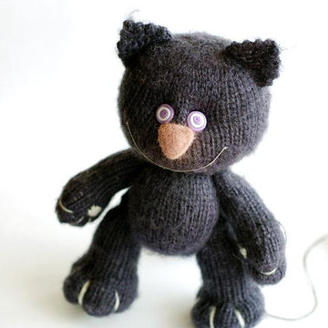Violet Cat with White Mouse  (knitted round)