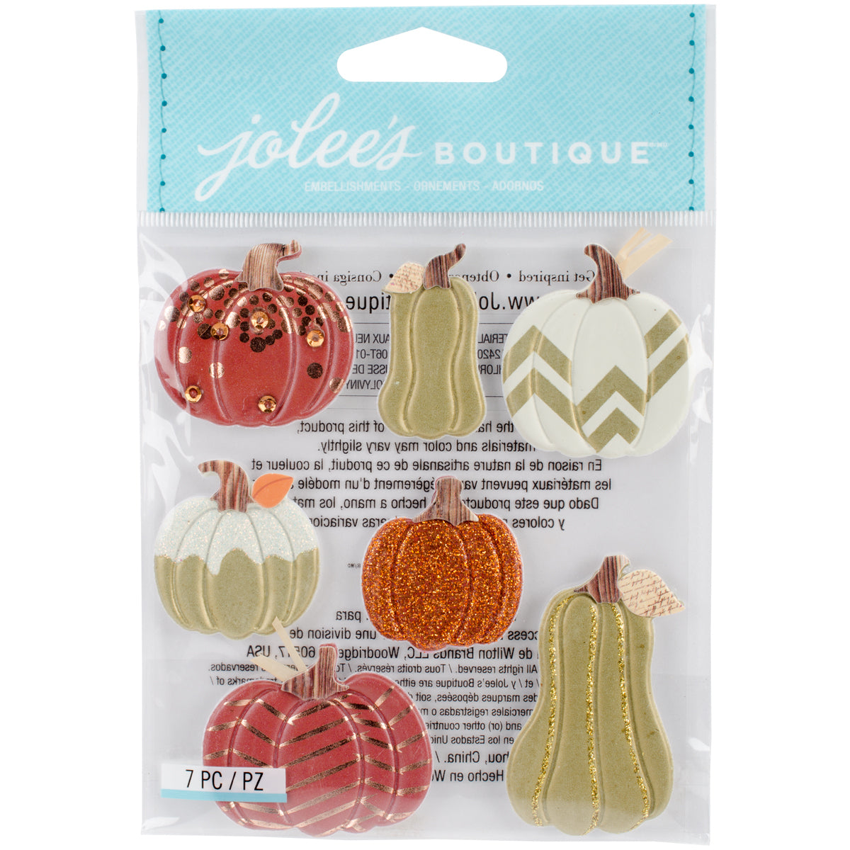 Jolee's Boutique Dimensional Stickers - Metallic Pumpkins