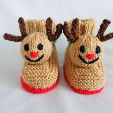 Snowman and Reindeer Baby Booties