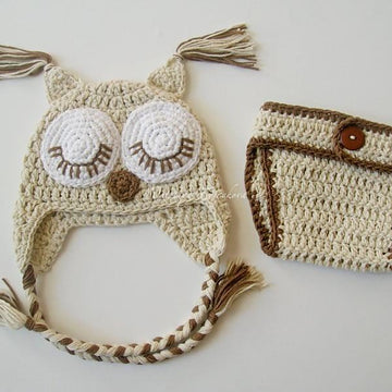 Owl Baby Hat and Diaper Cover