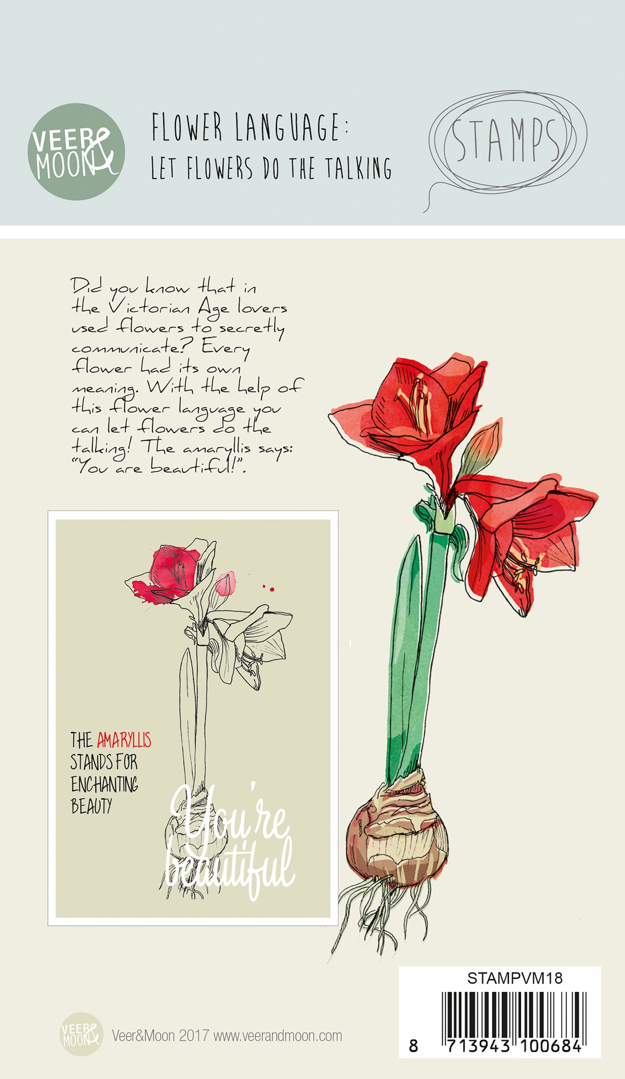 Studio Light Veer & Moon Flower Language A6 Stamps - The Amaryllis Stands For Beauty