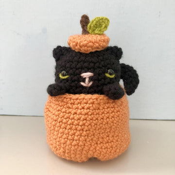 Crochet Cat in a Pumpkin