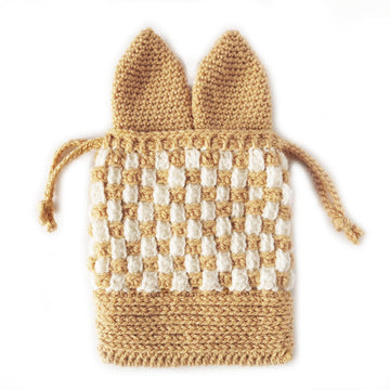 Easter bunny bag with ears Crochet pouch Easter gift Mesh bag Woven bag Easter egg hunt project