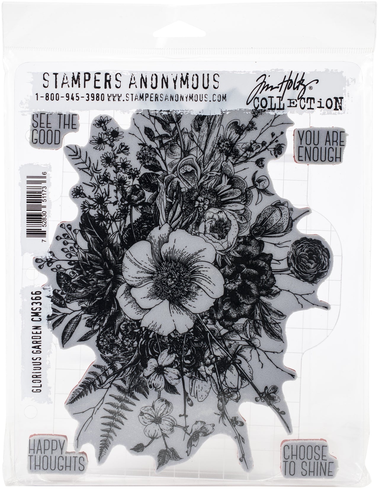 Stampers Anonymous Tim Holtz Cling Stamps 7"X8.5" - Glorious Garden