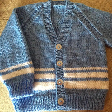 Vee Neck Cardigan in 2 sizes for a boy or girl